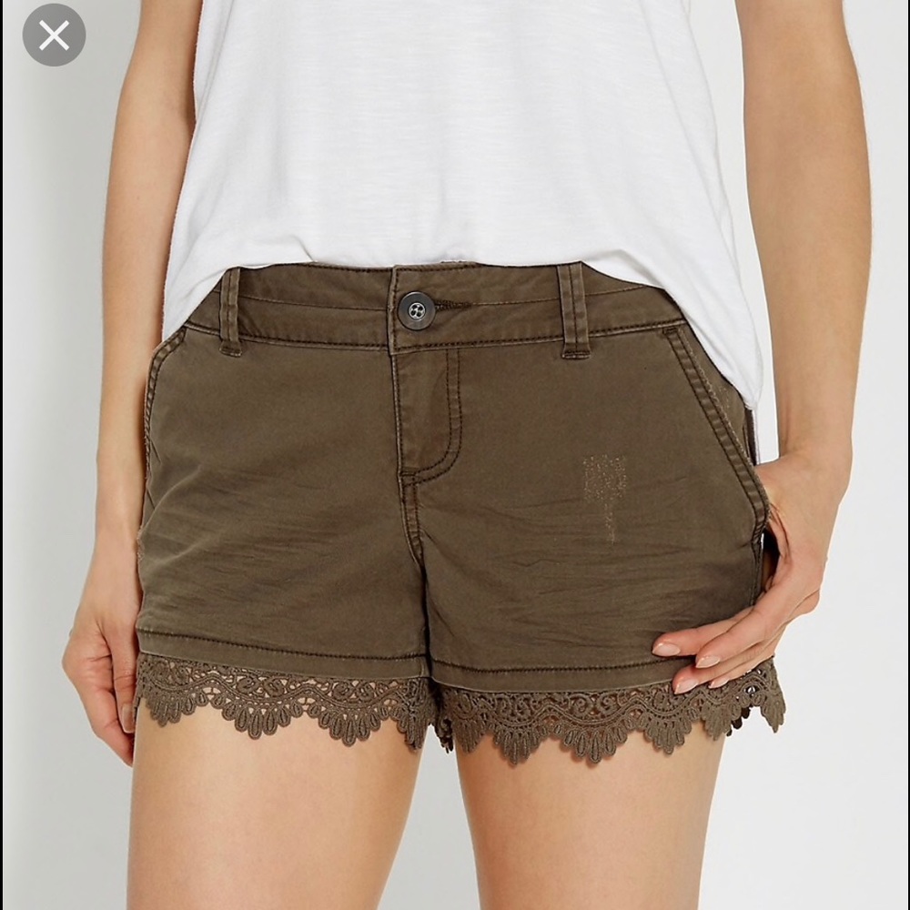 Maurice’s Olive Green Lace Hem Shorts